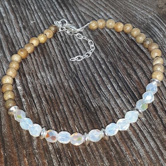 Aaa moonstone/sandalwood/ sterling silver bracelet - Picture 2 of 7